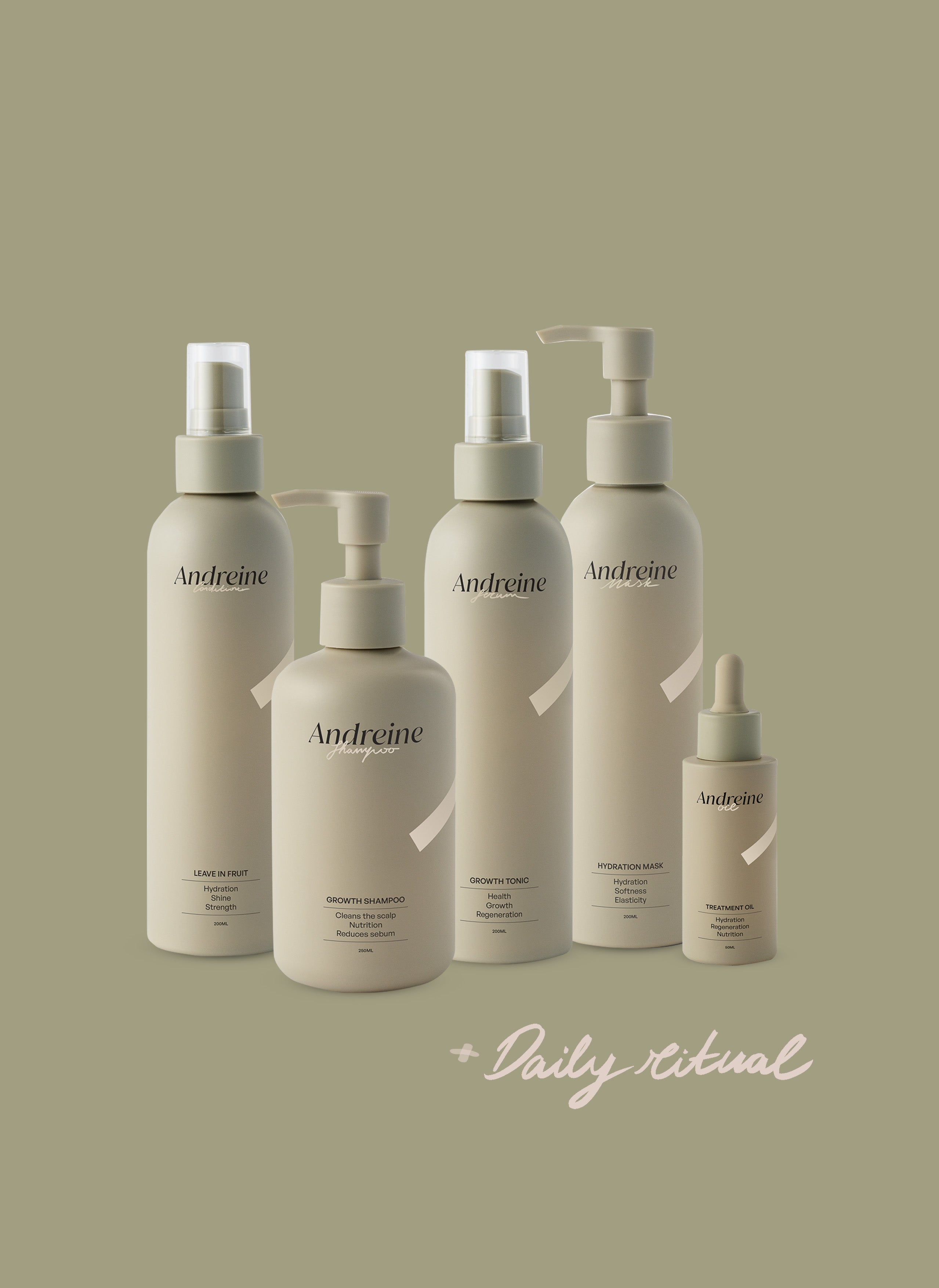 Andreine sada na rýchlo mastiacu sa pokožku a suché dĺžky vlasov