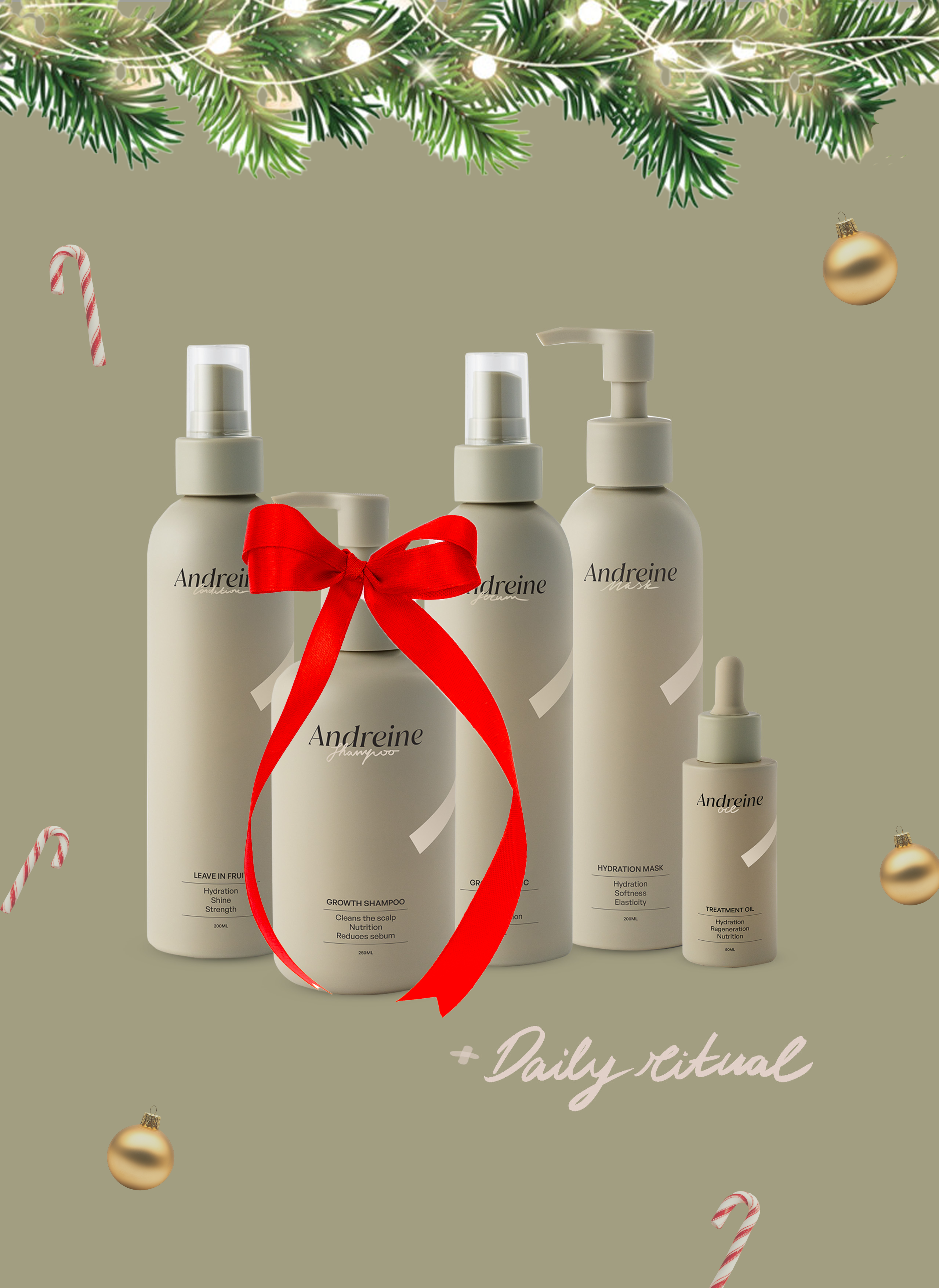 Andreine sada na rýchlo mastiacu sa pokožku a suché dĺžky vlasov