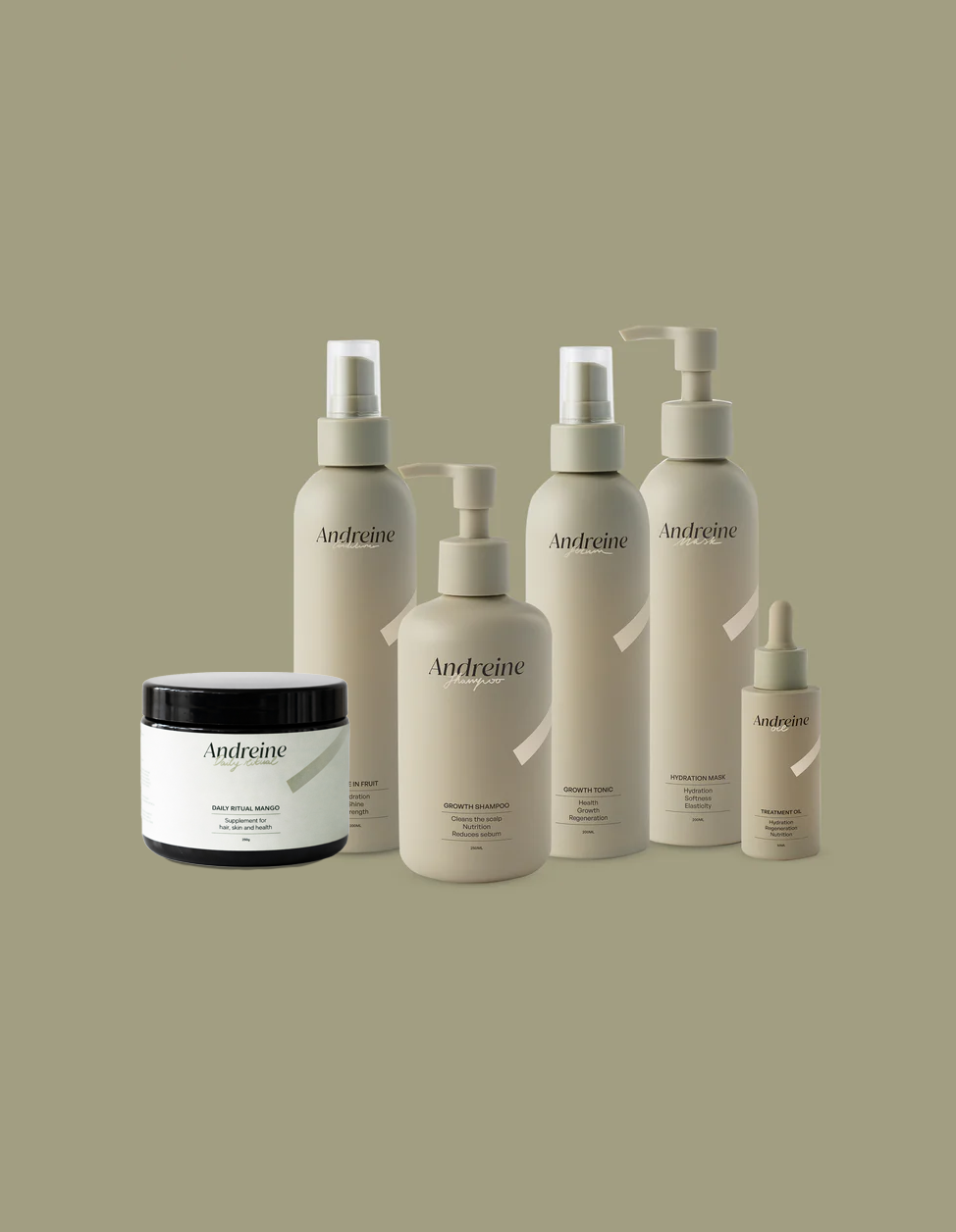 Andreine sada na rýchlo mastiacu sa pokožku a suché dĺžky vlasov